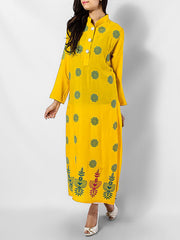 Afreen's Collection Yellow Linen Classy Embossed Kurta AC-12