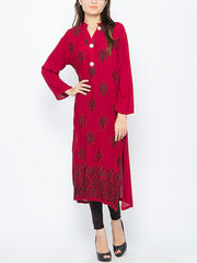 Afreen's Collection Stylish Red Kurta with Black Embroidery AC-135