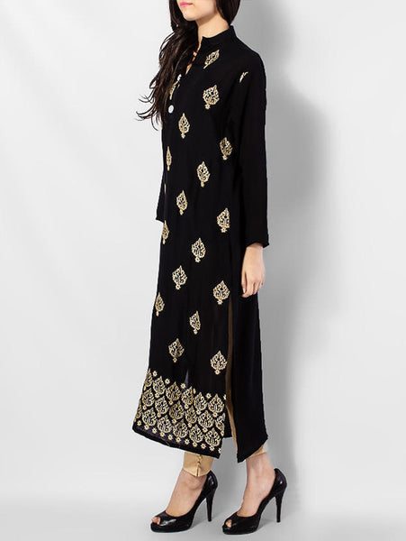 Afreen's Collection Black Kurta With Golden Embroidery AC-15