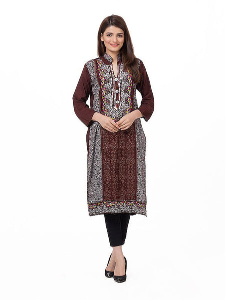 Afreen's Collection Brown Vinatage Linen Embrodered Kurta AC-17