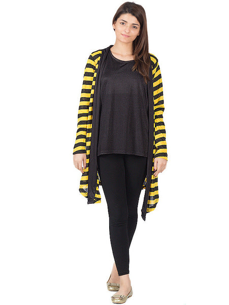 STYLISH STRIPED CARDIGAN YELLOW -A&G-56