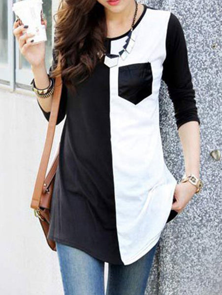 Casual Women's Scoop Neck Color Black 3/4 Sleeve-A&G-58