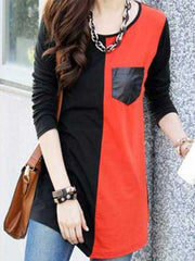 Casual Women's Scoop Neck Color Orange3/4 Sleeve-A&G-59