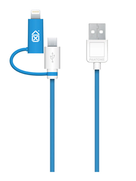 Pantone 2m PVC 2-in-1 Micro USB Lightning Cable - Blue- 524