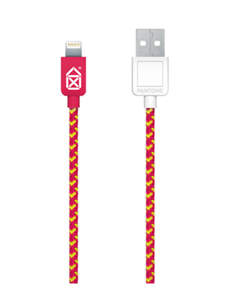 Pantone 2m Fabric Lightning Cable - Pink & Yellow- 527