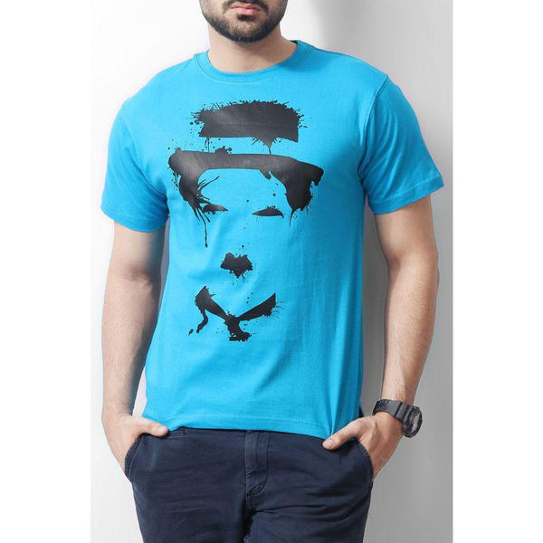 Men's CHARLIE SPLAT Blue T-shirt- FZ-71