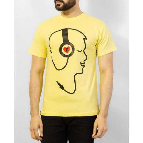 Men's music lover turquoise  Yellow T-shirt- FZ-90