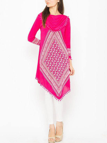 Pink Printed Linen Kurti - RWY-PNK