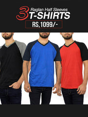 pack of 3 Men's V neck reglan sleeve t shirt -GG-55