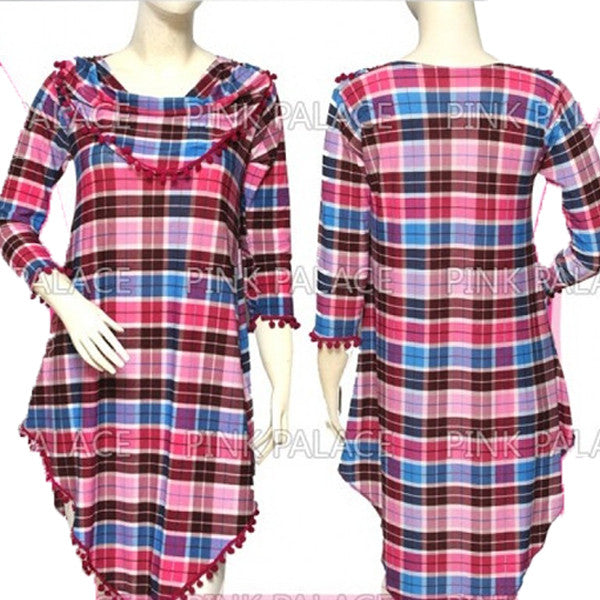 Stylish Checkered Ladies Top Pink -Gx-67