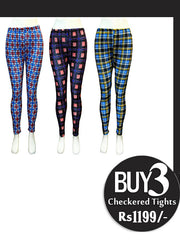 Pack of 3 Checkered Tights for Women-Gx-61