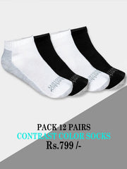 PACK 12 PAIRS CONTRAST COLOR SOCKS - TWH-10