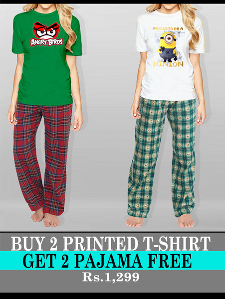 BUY 2 PRINTED T-SHIRT & GET 2 PAJAMA FREE -TWH-19