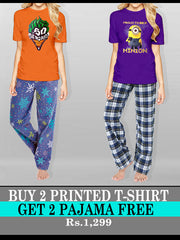 BUY 2 PRINTED T-SHIRT & GET 2 PAJAMA FREE -TWH-20
