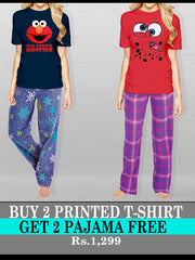 BUY 2 PRINTED T-SHIRT & GET 2 PAJAMA FREE -TWH-21