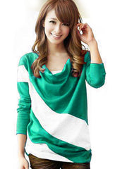 Turtleneck Losse tops Green -VDTX-52