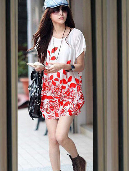 White & Red Printed Pattern Top - VDTX-73