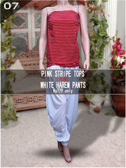 Pink stripe Tops With white Harem Pants- VDTX-85