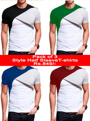 Pack of 3 Style Men Designer Half Sleeve T-shirts - VDTX-90