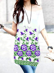 Purple & Green Printed Pattern Top - GPT-02