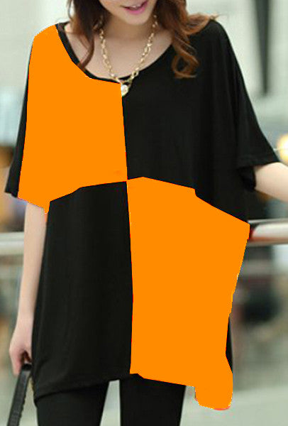 Loose Women's Top - Orange and Black - RWY-LT-05