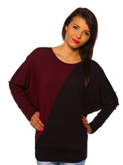 Women's Cross Loose Top - Maroon and Black - RWY-LT-17