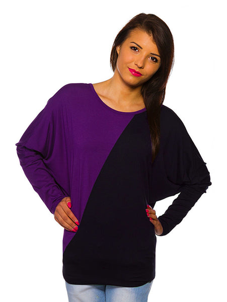 Women's Cross Loose Top - Purple and Blue - RWY-LT-19