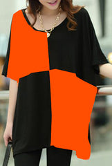 Loose Women's Top - Black & Dark Orange - RWY-LT-26