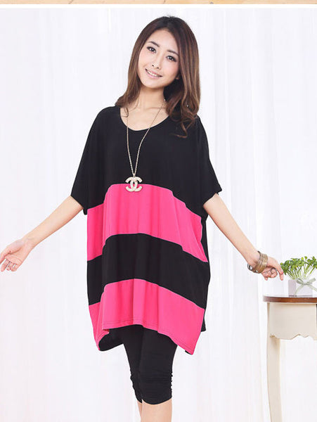 Loose Women's Top - Black & Pink - RWY-LT-30