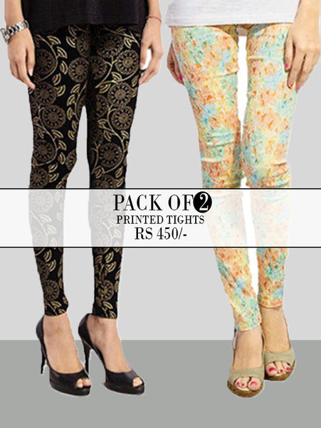 Pack of 2 Printed Tights for Women-b&b-111