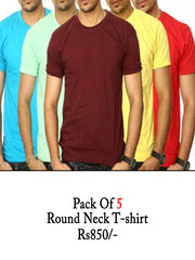 MEN'S PACK OF 5 Round-NECK T-SHIRT-VDTX-LT-33