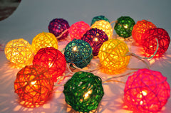 Radiant Lamps-Rattan ball fairy light set multi-RL-44