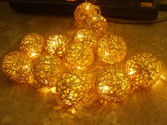 Radiant Lamps-Rattan ball fairy light golden-RL-46