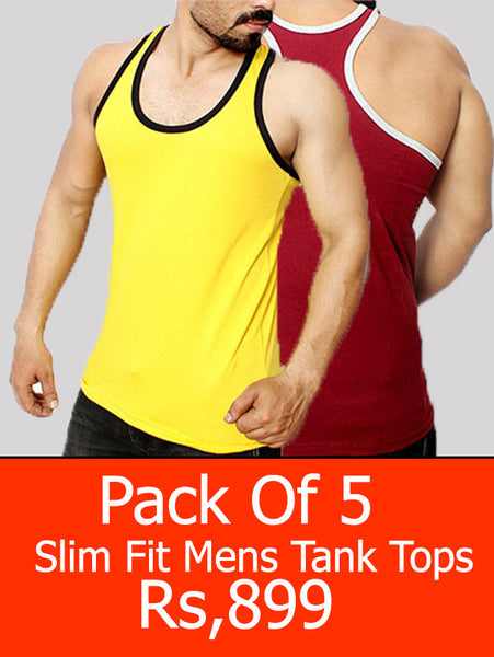 Pack Of 5 Slim Fit Mens Tank Tops-ss-65