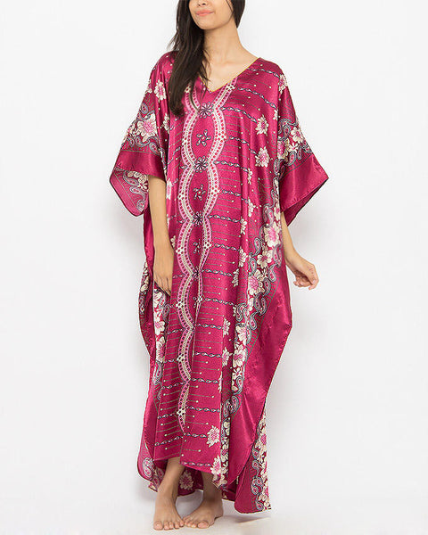 Valerie Valerie Pink Polyester Printed Long Caftan-va-100