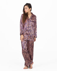 Valerie Purple Printed Polyester Nightsuit For Women-va-10