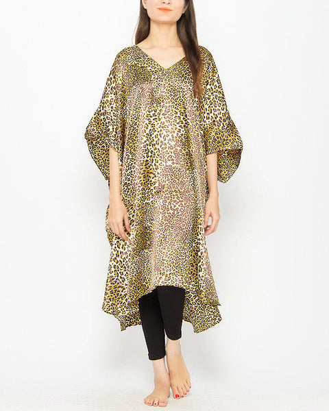 Valerie Brown Cheetah Printed Short Caftan for Women -va-113