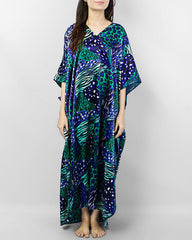 Valerie Valerie Black and Blue Polyester Printed Long Caftan - CAF 30C2-va-116