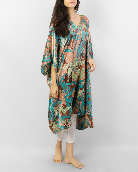 Valerie Brown Polyester Flower Print Short Caftan - Caf 138-va-117