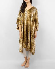 Valerie Golden Polyester Cheeta Print Short Caftan - Caf 137-va-118