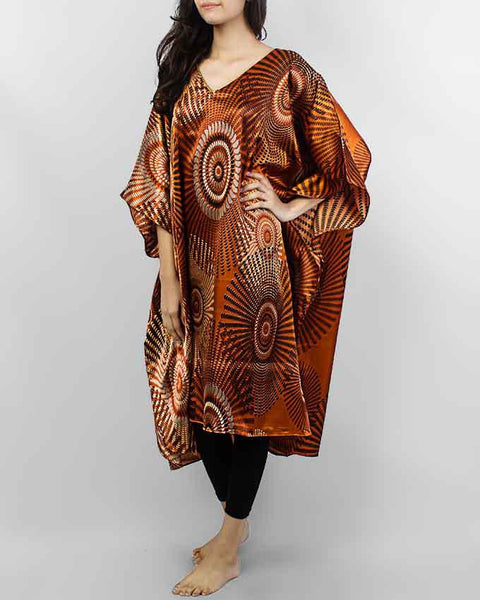 Valerie Brown Print Printed Short Caftan-va-119