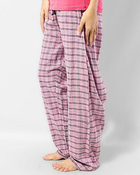 Valerie Pink Cotton Cotton Yarn Dyed Flannel Pajama-va-122