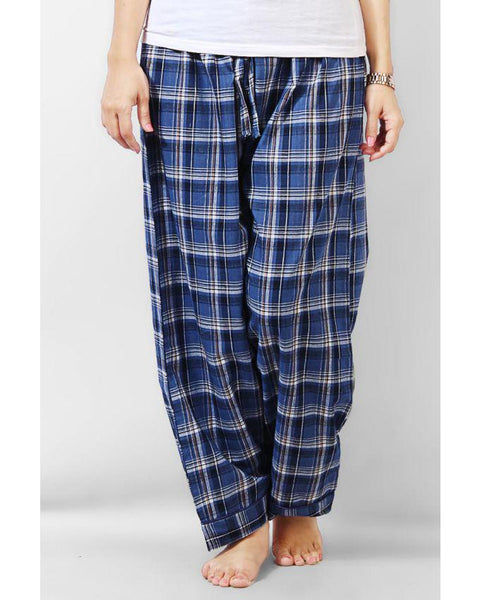 Valerie Valerie Blue Cotton Checkered Sleepwear Pajamas-va-124