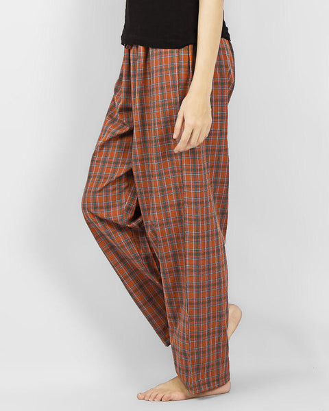 Valerie Orange Checkered Cotton and Polyester Nightwear Pajamas-va-125