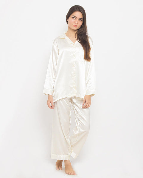 Valerie Valerie Ivory Solid Polyester Pajama Set - PJ 08-va-128