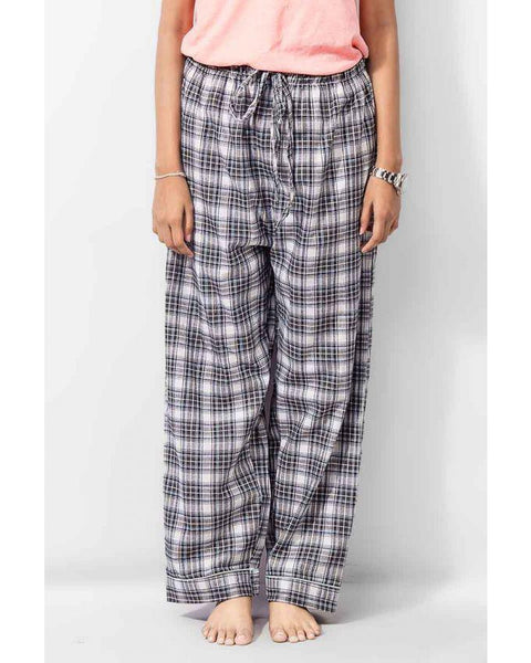 Valerie Valerie Grey Cotton Checkered Sleepwear Pajamas-va-140