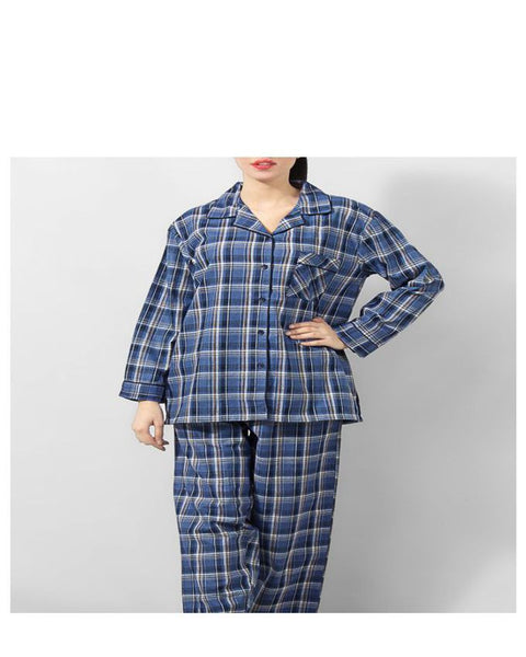 Valerie Blue Checkered Cotton Sleepwear Pajamas-va-143