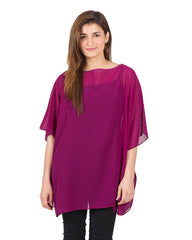 Valerie Dark Purple Polyester Weight Less Japan Chiffon Poncho For Women - PON 01 DP-va-146