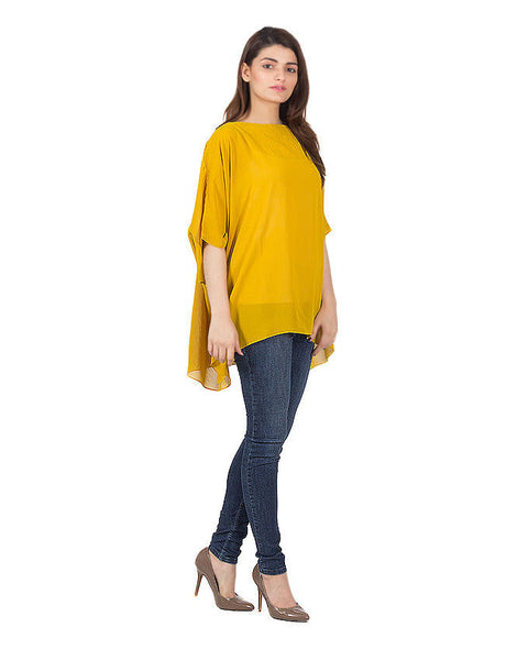 Valerie Valerie Yellow Polyester Weight Less Japan Chiffon Poncho For Women - PON 02 YE-va-151