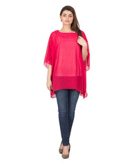 Valerie Valerie Fuchsia Polyester Weight Less Japan Chiffon Poncho For Women - PON 02 FU-va-154